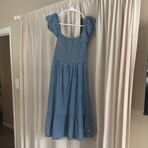 GAP Kids Denim Blue Dress with Ruffle Sleeves